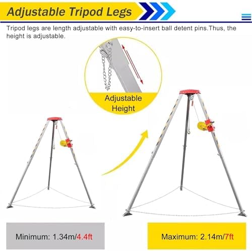 Emergency Rescue Tripod Kit - Retractable Legs for Confined Space Safety in Tunnels, Sewers & Flues - Essential Emergency Response Equipment for Rescue Operations