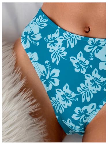 Floerns Women's Floral Print Halter Neck Tankini Top Two Piece Bathing Swimsuit4