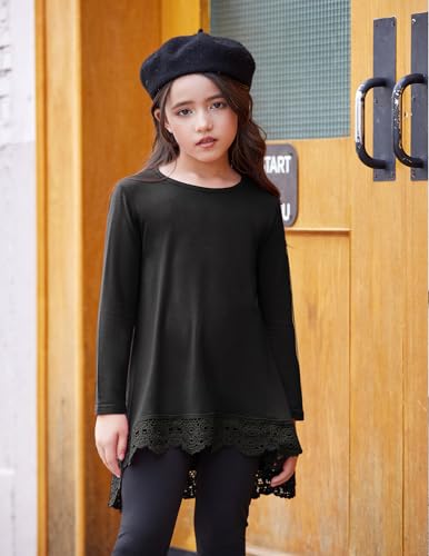 Image of Arshiner Girls Tunic Tops Casual Basic Loose Soft Swing Pullover Long Blouse T-Shirt Tee