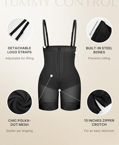 SHAPELLX Fajas Colombianas Shapewear for Women Tummy Control Plus Size Butt Lifting Bodysuit Post Partum Body Shaper