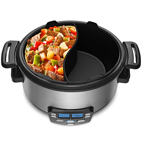 Silicone Slow Cooker Divider Liners Compatible With Crockpot & Hamilton Beach 6Qt Slow Cooker,Bpa Free/Reusable/Leakproof/Dishwasher Safe , Slow Cooker Accessories Cooking Liner For Most 6-8 Qt Oval Shape Slow Cooker #TOP6