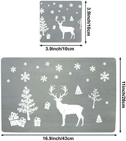 Christmas Table Mat Sets, 6PCS Christmas Placemats Dining Table Mats and 6PCS Christmas Coasters Non-slip Washable Placemats for Christmas Holiday Dining Table Decoration