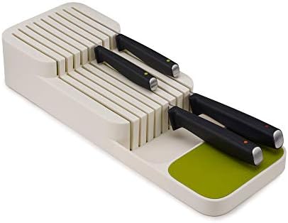 Joseph Joseph 85142 DrawerStore Compact 2-Tier Knife Organiser-White/Green, One Size