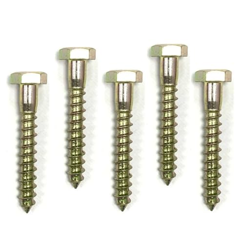 RADSO® M6 (6mm x 40mm) Hex Head Coach/Wood/Lag Screw - Yellow Zinc Plated - DIN 571 - Suitable for Wood, Masonry, Brick, and Concrete Wall Fixing. Anti-corrosive - Best for outdoor use- Pack of 10