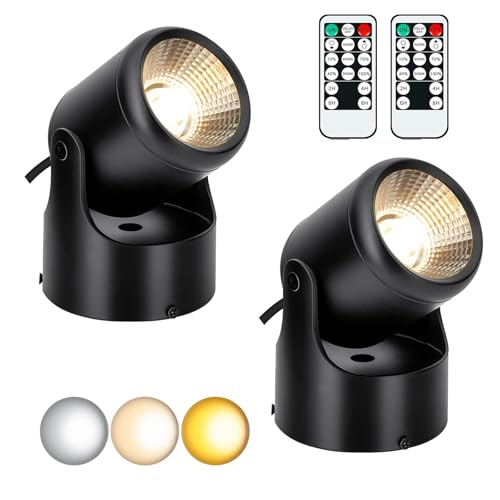 Image of VIGMOJ 2Pack 12W Uplighting Indoor Uplights with Timer and Remote, 3 Color Modes Dimmable Floor Spot Light, 120V LED Accent Spot Lights for Plant, Artwork, Picture, Dartboard, Corner, Wall