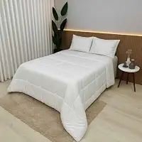 Edredom Casal e King 100% Algodão 400 Fios Dupla Face Grosso para Inverno – Antialérgico e Aconchegante (Branco,King)