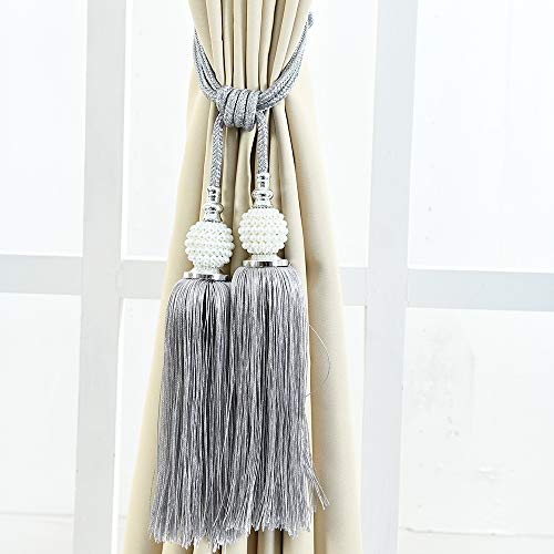 Mibee 1Pair Curtain Tie Voltar Tassel Tie Backs Pérolas Ball Strap Holdbacks