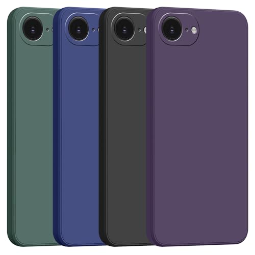 Image of amazon basics Back Cover for iPhone 16E | Ultra Slim Soft Rubberised Case | Matte Silicone Flexible Mobile Case | Camera Protection - Blue