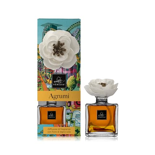 Lady Venezia - Ambientador con flor - Difusor de perfume de ambiente - Ambientador con varillas - Perfume de ambiente - Colección Naif - Formato 100 ml (cítricos)
