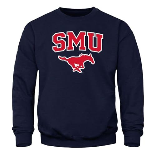 Barnesmith Southern Methodist University SMU Mustangs Adult Unisex Crewneck Sweatshirt, Heritage, Navy, Medium