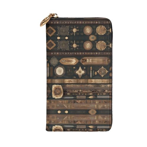 Bolso de mano estampado bohemio y cartera de cuero de 7.5x4.1 pulgadas 2