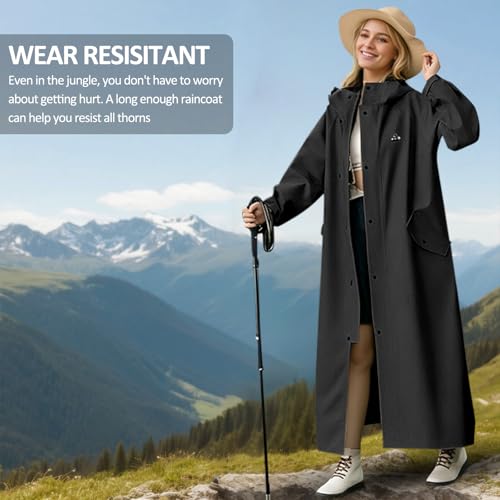 WthGrop Women's Black X-Large Lightweight, Waterproof Raincoat with Hood and Storage Bag - Image 4