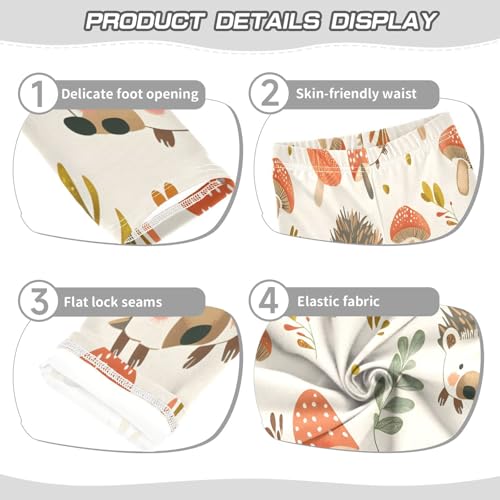 Bolaz Toddler Girls Leggings Printed Yoga Pants Leggings Hedgehog and Mushrooms for Kids3