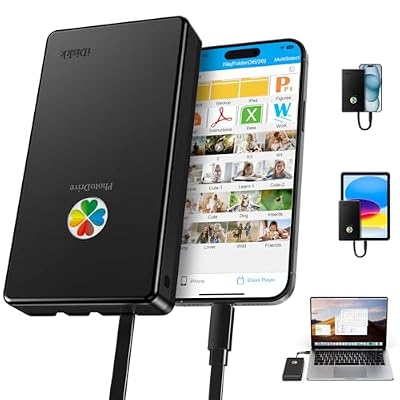 iDiskk 500GB Apple Certified iPhone External Hard Drive, One Click Auto Backup Photos Videos Files, Portable Photo Storage for iPhone 17/16/15 iPad Android MacBook PC