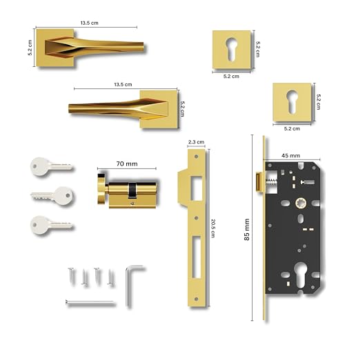 Image of GLOXY Zinc Door Locks for Main Door, Mortise Door Lock Set with 3 Brass Keys, Bedroom Door Lock for Home,Office, Hotel |Gold Finish (2 Years Warranty, Pack of 1)