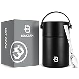 TSAKBAM Termo para alimentos y bebidas calientes, contenedor de alimentos aislado, termo de sopa para adultos, reutilizable, de acero inoxidable, doble pared, aislado al vacío, con cuchara plegable