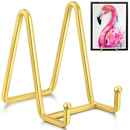 Ipame Plate Stands For Display - 4.5 Inch Metal Square Wire Plate Holder Display Stand + Picture Frame Stand Holder Easel For Book, Decorative Plate, Plaque, Photo, Platter (Gold 2 Pack) #TOP3