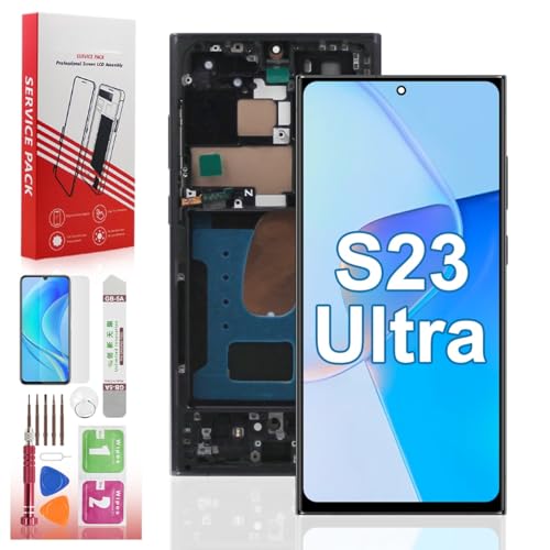 Suprescreen OLED for Samsung Galaxy S23 Ultra 5G Screen Replacement OLED Display Touch Screen Digitizer Assembly Supports Fingerprint with Frame and Tools Black (US Version)