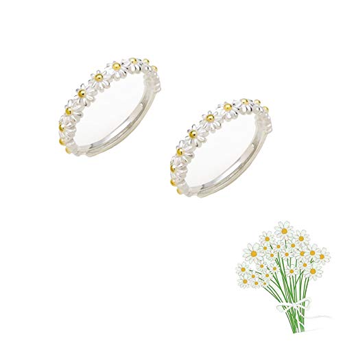 2 pièces je pense à vous chaque anneau de marguerite, anneau de fleur de marguerite mignonne douce simple anneau de doigt ouvert réglable Cover