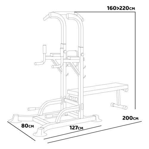 BOUDECH Station de Remise en Forme Multifonction Power Tower Chin-up Dip Station Barre réglable Banc de tractions, Flex Abdominal. – Image 6