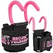Best Weight Lifting Rod Hooks Heavy Duty Wrist Wraps Power Weight Lifting Training Gym Grips Straps Set of 2 (PINK, WOMEN-Wrist Size Small/Medium)