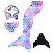 Wishliker Coda da Sirena Costumi da Bagno per Nuotare per Ragazze 4Pcs,150