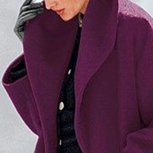Manteau d'hiver décontracté chaud coupe ample boutonné sur le devant violet L - 3