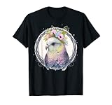Cette race d'oiseau de perruche avec une couronne de fleurs dans l'esthétique d'un design floral de jardin printanier est parfaite pour les filles qui aiment le visage des perruches et les amateurs d'animaux mignons, les animaux domestiques et les fleurs de printemps. Parfait pour l'ornithologie et l'ornithologie