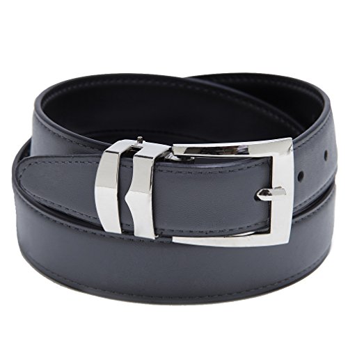 Concitor Reversible Belt Bonded Leather Removable Silver-Tone Buckle CHARCOAL/Black 44