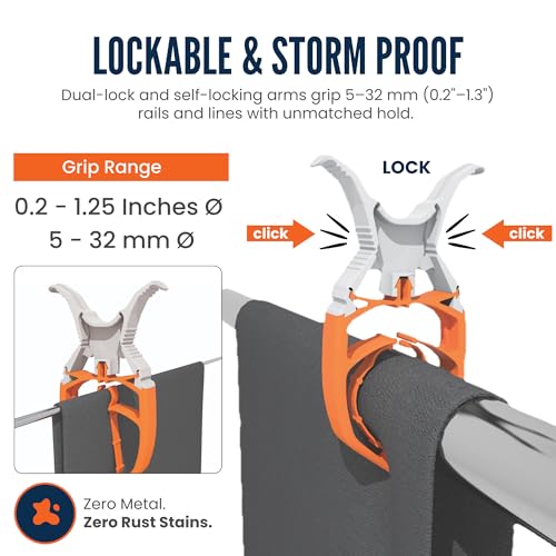 Pinces à linge anti-tempête verrouillables FIXCLIP orange pour accessoires de bateau - 7