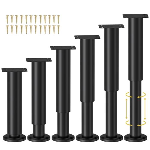 Wlrrcwdttc 6 Pcs Adjustable Height Bed Support Legs for Bed Frame/Bed Center Slat, Metal Adjustable...