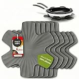 Coolinato - Set de 6 protège-poêles en Silicone 35 cm Gris - Dessous de Plat Universel, Protection pour poêles & casseroles empilable - Protection Thermique, Lavable au Lave-Vaisselle et sans BPA