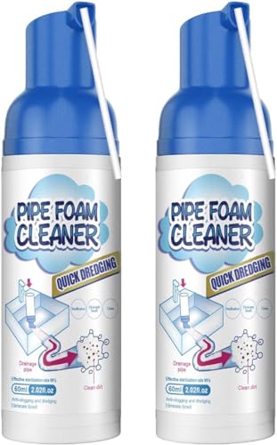 Pulitore per scarichi in schiuma, detergente per scarico in schiuma per lavello del bagno, pulitore per scarico in schiuma, per tubi di scarico del bagno e del WC (2 pezzi)