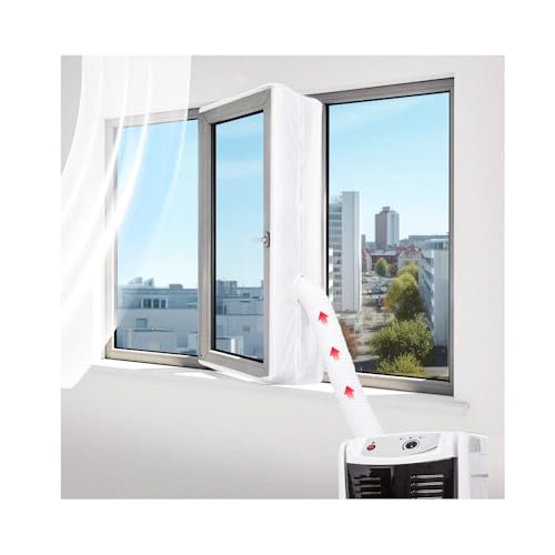 GIDWRIY Sello Ventana Aire Acondicionado Adaptador 400 cm,Cubierta Aislante Ventana Aire Acondicionado Accesorios,Sellado Universal Puerta Ventana,Aislante Ajustable Ventanas para Secadoras
