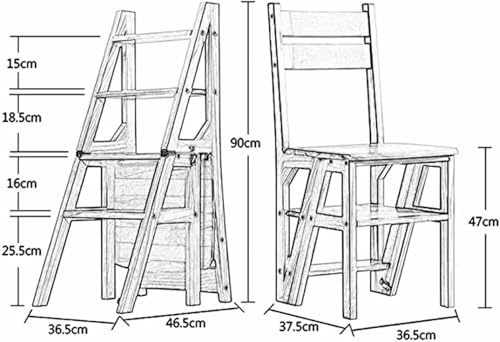 Escalera plegable de madera de 4 escalones negra CNPRAZ estantería multifuncional de espacio 3