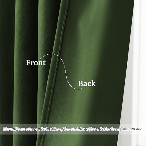 Image of StangH Moss Green Velvet Curtains 96 Inch Length, Victorian Style Drapes for High Ceiling Living Room, Soundproof Room Darkening Window Coverings, W52 x L96, 2 Panels