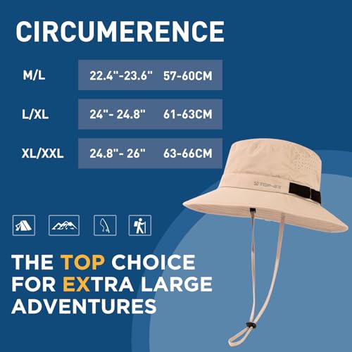 Image of Mens Wide Brim Golf Bucket Cooling Sun Hat L XL Extra Large Size UV Protection Boonie Sunhat Summer Hiking Outdoor Fishing SPF50 Khaki