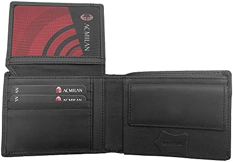 Ac Milan 141801 Official Product Men's Leather Wallet Black 125 x 95 x 30 mm