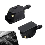 Fiknonk 2 PCS Windshield Washer Nozzles, 4-Way 360 Degree Uniform Spray, Easy to Install Front Windshield Wiper Nozzle, Universal for Most Cars, Trucks, SUVs (Black)