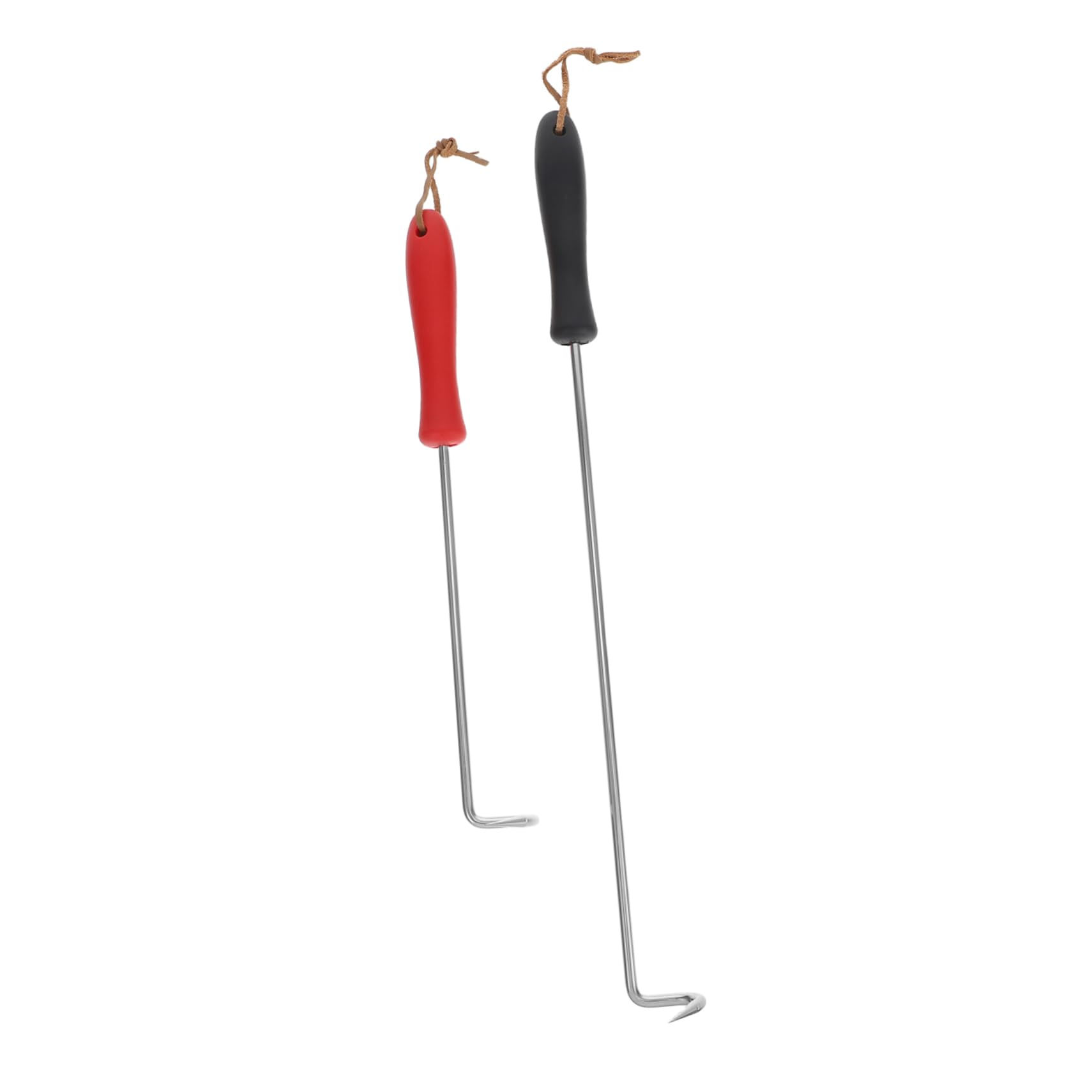 HEMOTON 2pcs Stainless Steel Food Flipper Hooks with Plastic Handles Versatile Bbq Meat Forks for Easy Flipping and Lifting of Steaks Pork Chops and Chicken Cooking Utensils for Grilling