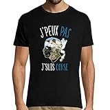  Planetee T-Shirt Homme J\'peux Pas J\'suis Corse Noir