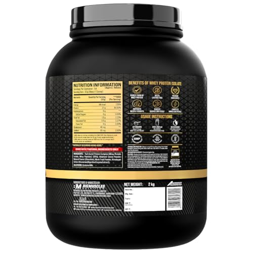 Image of Bigmuscles Nutrition Gold Whey Isolate (2kg, Rich Chocolate) | 27g Whey Protein Isolate 90% | 7 Natural Ingredients Only | 0 Added Sugar | Clean Label Project Purity Award USA