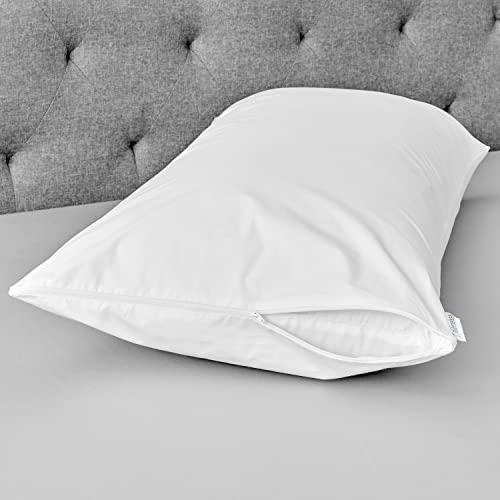 Aller-Ease Hot Water Washable Hypoallergenic Zippered Pillow Protectors, Allergist Recommended, Prevent Collection Of Dust Mites And Other Allergens, Standard/Queen Sized, 2 Count (Pack Of 2), White #TOP3