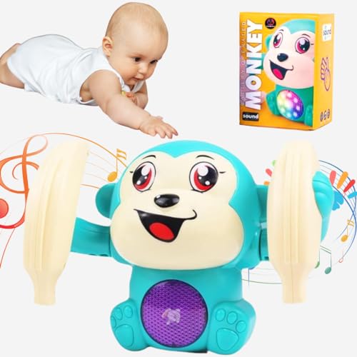 VEBETO Tumbling Monkey Toy (1 Year Warranty) Musical Crawling Dancing Spinning Rolling Sound Toys for Kids Children Babies Clap Voice Sensor Lights Educational 1 2 3 4 5 Years (Colour May Vary)