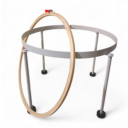 Image of ADW CRAFT'S Aari Embroidery Stand 18 inch | Wooden Cot Stand with Frame for Aari Work | Aari Kit Material Tool | Aari Embroidery Frame Included (with Frame)