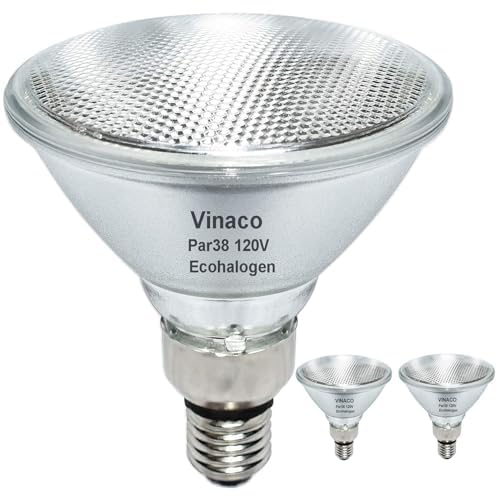PAR38 Outdoor Flood Light 2PCS PAR38 Halogen Flood Light 80W High Brightness 1500LM Equivalent 100W PAR 38 Dimmable with Long Lasting Warm White PAR 38 Halogen 80W with E26 Base for Indoor&Outdoor