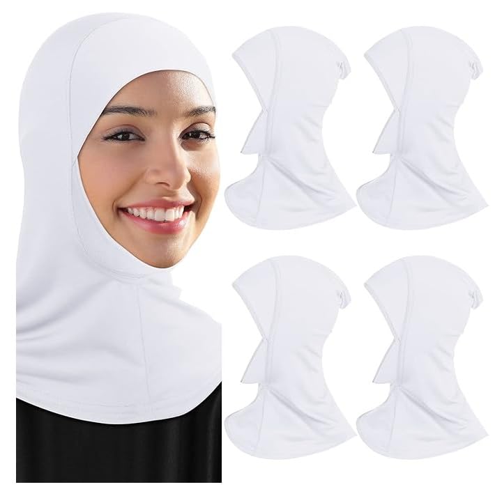 paropkar 4 Pieces Modal Hijab Cap Adjustable Stretchy Turban Full Neck Cover Shawl Cap Full Neck Coverage for Lady-picture-48