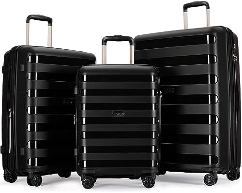 3-Piece PP Luggage Set with TSA Locks, Expandable,
