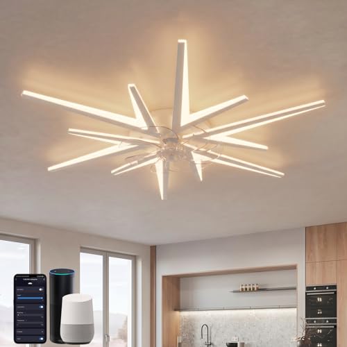 YUNLONG Ventilateur de Plafond avec Lumière Connecté,...