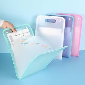 Pasta Sanfonada A4 com 12 Divisórias Capa Dura Fechamento por Elástico e Etiquetas Organize Documentos Provas e Trabalhos Escolares Ideal para Estudantes Escritório e Concursos (Verde)